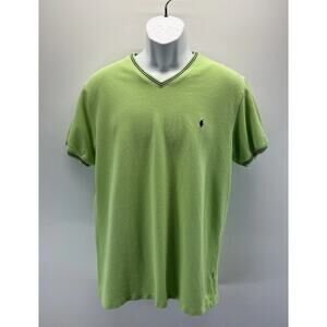 Vintage Men’s Polo Ralph Lauren Green V Neck Heavy T Shirt Size Medium